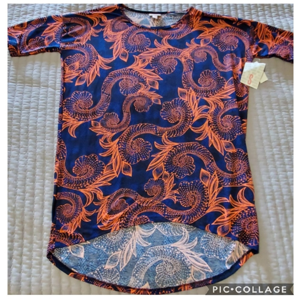 Lularoe Irma size Small Blue Coral Floral